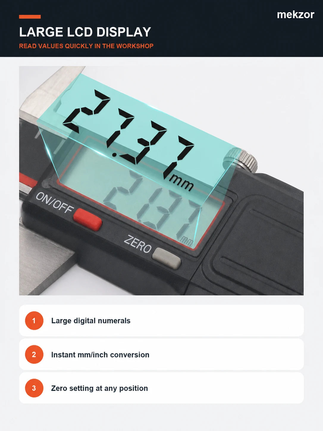 Large LCD display and controls