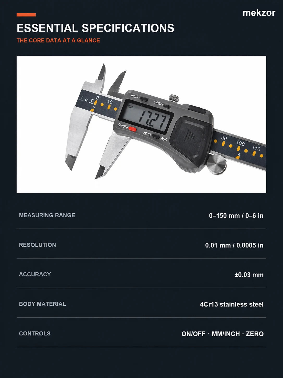 Digital caliper specifications
